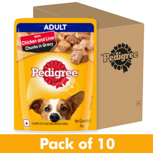 Pedigree Adult Wet Dog Food Chicken Liver Chunks in Gravy – Complete and Balanced Nutrition for Adult Dogs