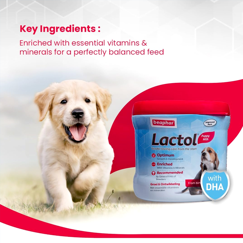 Beaphar Lactol Newborn Puppy Dog Milk Food with DHA, Vitamins & Minerals, Puppy Milk Replacer