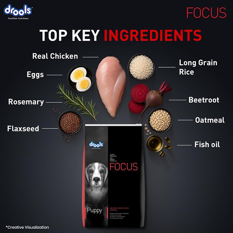 Drools Focus Puppy Super Premium Dog Food, 3kg | Chicken Flavour 01 Drools Focus Puppy Super Premium Dog Food, 3kg | Chicken Flavour 01